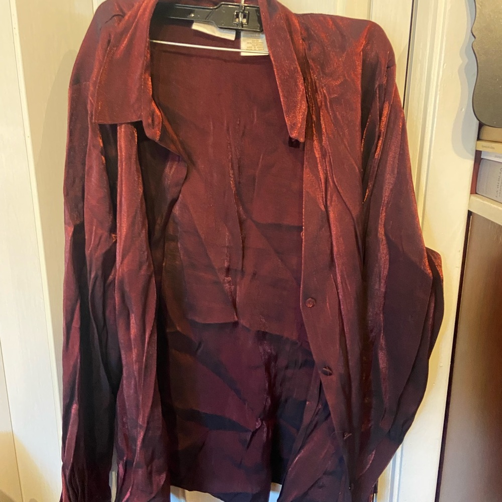 Elegant Burgundy Women's button down shirt